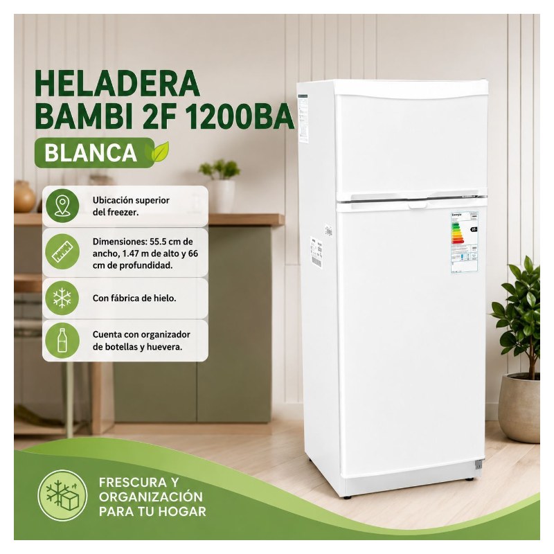 Heladera Bambi 2F 1600 con Freezer 329 L