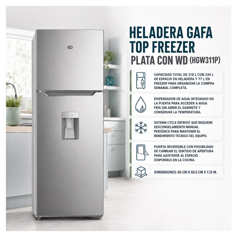 Heladera Gafa 319 L con Dispenser